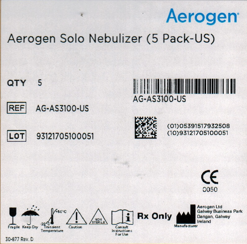 Nebulizer, Aerogen Solo, pack of 5